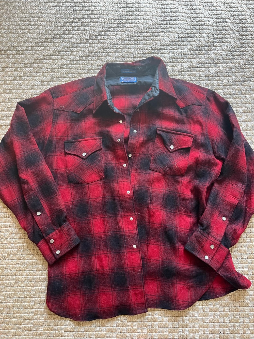 Vintage Pendleton Red and Black Plaid Button-Down Shirt